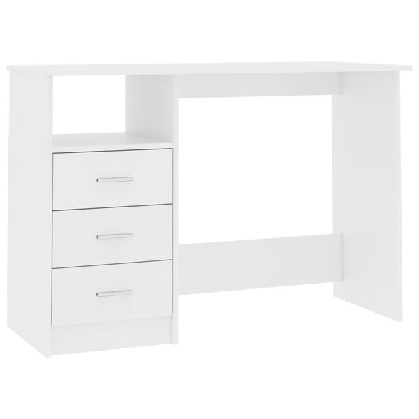 vidaXL Bureau avec tiroirs Blanc 110x50x76 cm Bois d'ingénierie