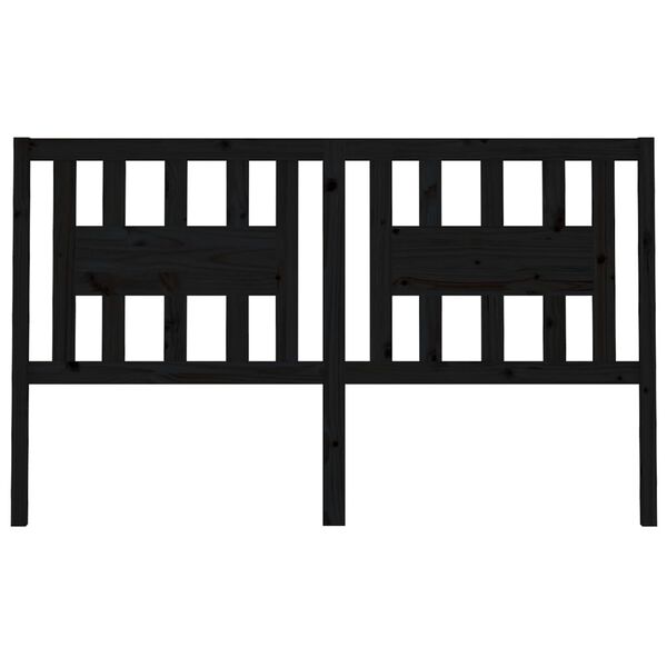 vidaXL T&ecirc;te de lit Noir 126x4x100 cm Bois massif de pin
