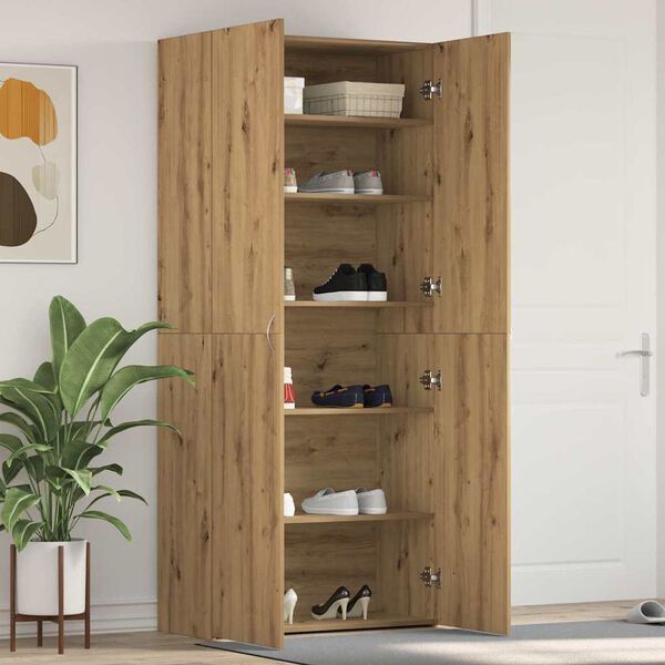 vidaXL Cabinet à chaussures avec étagère Marron 80 x 35.5 x 180 cm