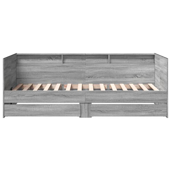 vidaXL Lit de jour avec tiroirs sans matelas sonoma gris 90x190 cm