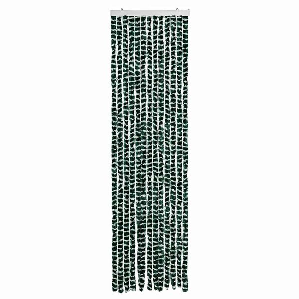 vidaXL Rideau anti-mouches vert et blanc 56x200 cm chenille