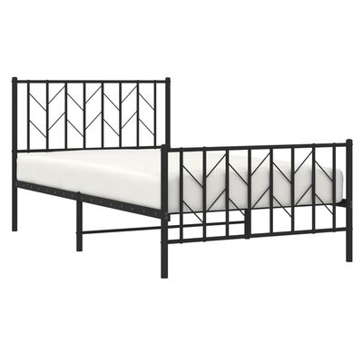 vidaXL Cadre de lit métal sans matelas et pied de lit noir 100x200 cm