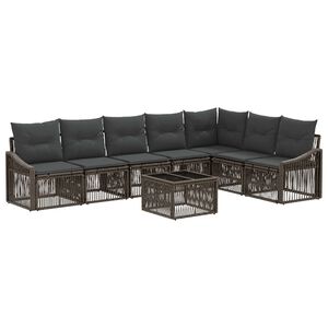 vidaXL Ensemble de canap&eacute; de jardin 8 pc Gris polyrotin