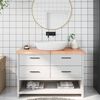 vidaXL Comptoir de salle de bain marron 120x60x(2-4) cm bois trait&eacute;
