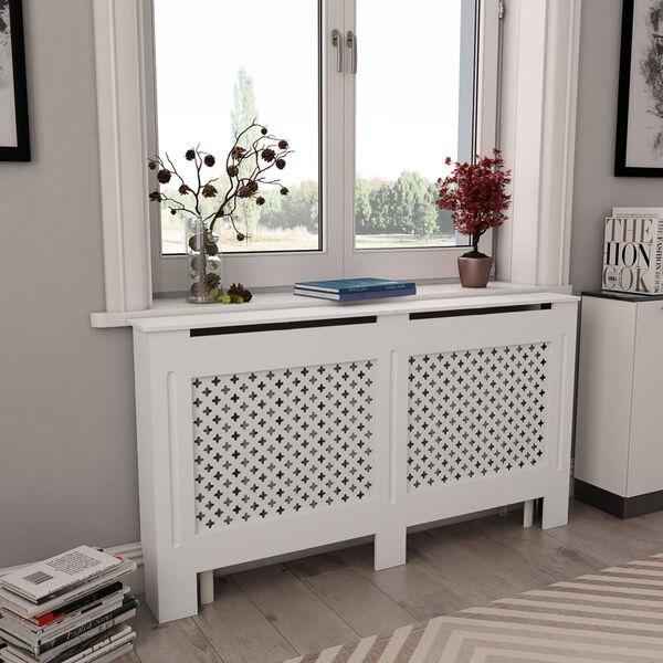 vidaXL Cache-radiateurs 2 pcs Blanc 152x19x81,5 cm MDF