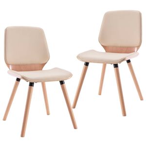 vidaXL Chaises &agrave; manger lot de 2 cr&egrave;me similicuir