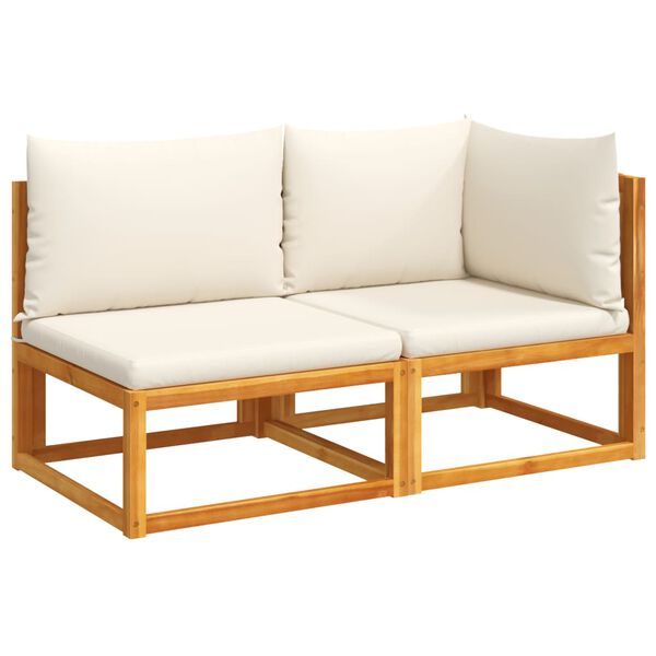 vidaXL Canap&eacute; de jardin avec coussins 2 places Bois d'acacia et corde