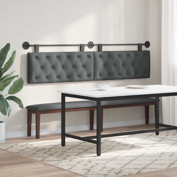 vidaXL T&ecirc;te de lit suspendue Gris fonc&eacute; 210 x 55 x 7 cm tissu