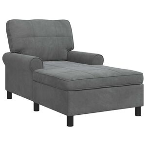 vidaXL Chaise longue avec coussin Gris fonc&eacute; 91 x 157 x 91 cm Velours