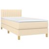 vidaXL Sommier &agrave; lattes de lit et matelas Cr&egrave;me 90x190 cm Tissu