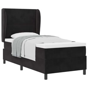 vidaXL Lit &agrave; ressorts avec matelas Noir 200 x 90 cm Polyester