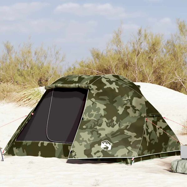 vidaXL Tente de p&ecirc;che 5 personnes camouflage imperm&eacute;able