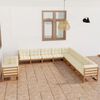 vidaXL Salon de jardin 11 pcs avec coussins Marron miel Bois de pin