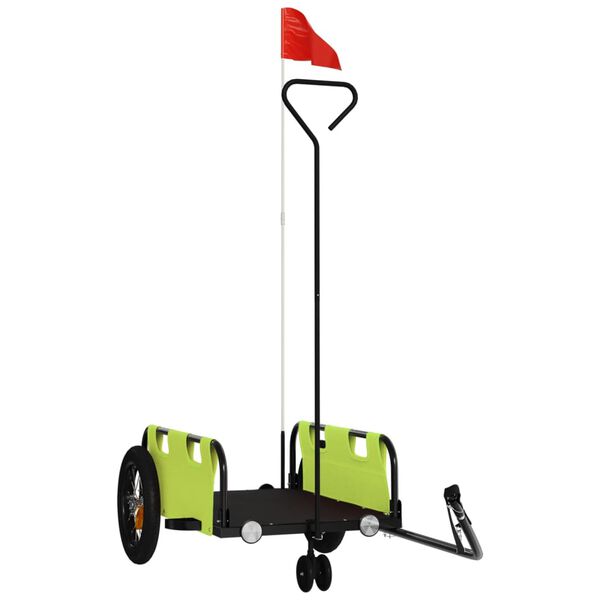 vidaXL Remorque de v&eacute;lo vert tissu oxford et fer