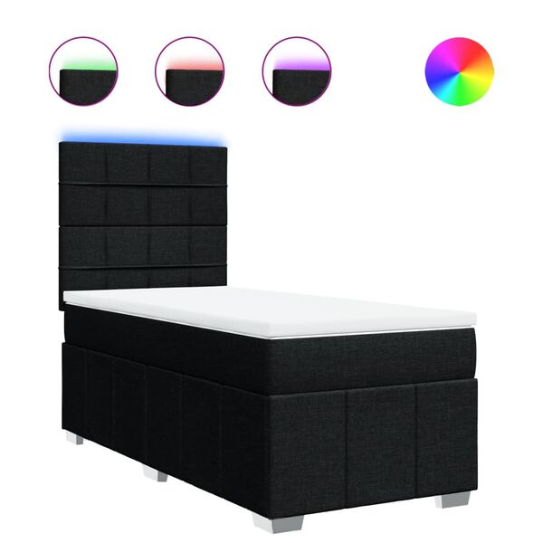 vidaXL Sommier &agrave; lattes de lit avec matelas Noir 100x200 cm Tissu