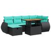 vidaXL Salon de jardin avec coussins 7 pcs gris r&eacute;sine tress&eacute;e acacia