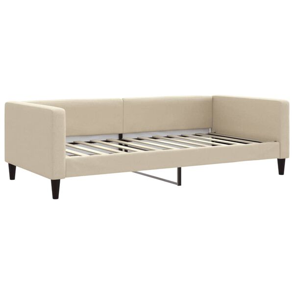 vidaXL Lit de jour avec gigogne et matelas cr&egrave;me 100x200 cm tissu