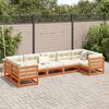 vidaXL Salon de jardin 7 pcs avec coussins cire marron bois pin massif