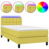vidaXL Sommier &agrave; lattes de lit avec matelas et LED Vert 90x190cm Tissu