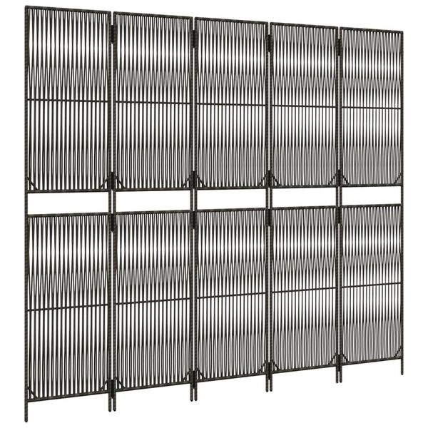 vidaXL Cloison de s&eacute;paration 5 panneaux gris r&eacute;sine tress&eacute;e