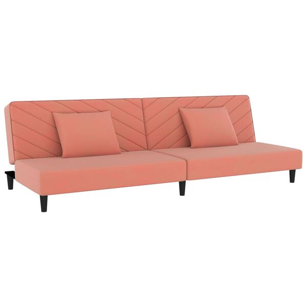 vidaXL Canap&eacute;-lit 2 places 2 oreillers et repose-pied Rose Velours