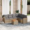 vidaXL Salon de jardin avec coussins 7 pcs beige r&eacute;sine tress&eacute;e