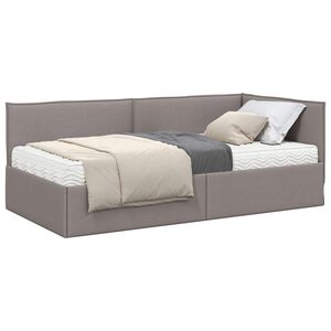 vidaXL Cadre de lit d'angle avec matelas 2 pc Taupe 90 x 190 cm