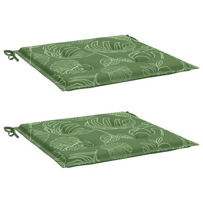 vidaXL Coussins de chaise lot de 2 motif de feuilles 50x50x3 cm tissu