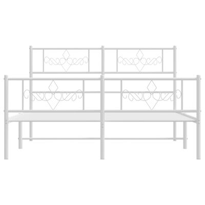 vidaXL Cadre de lit métal sans matelas et pied de lit blanc 120x190 cm