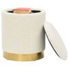 vidaXL Tabouret de rangement rond Blanc Molleton 31 x 37 cm