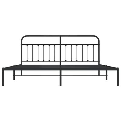 vidaXL Cadre de lit métal sans matelas avec tête de lit noir 193x203cm