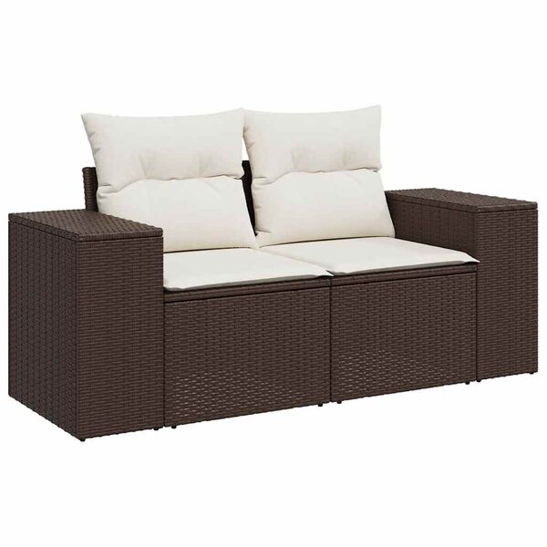 vidaXL Salon de jardin avec coussins 6 pcs marron résine tressée