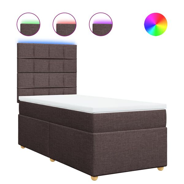 vidaXL Sommier &agrave; lattes de lit avec matelas Marron fonc&eacute; 80x200 cm