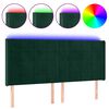 vidaXL T&ecirc;te de lit &agrave; LED Vert fonc&eacute; 163x16x118/128 cm Velours
