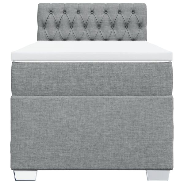 vidaXL Sommier &agrave; lattes de lit avec matelas Gris clair 90x200 cm Tissu