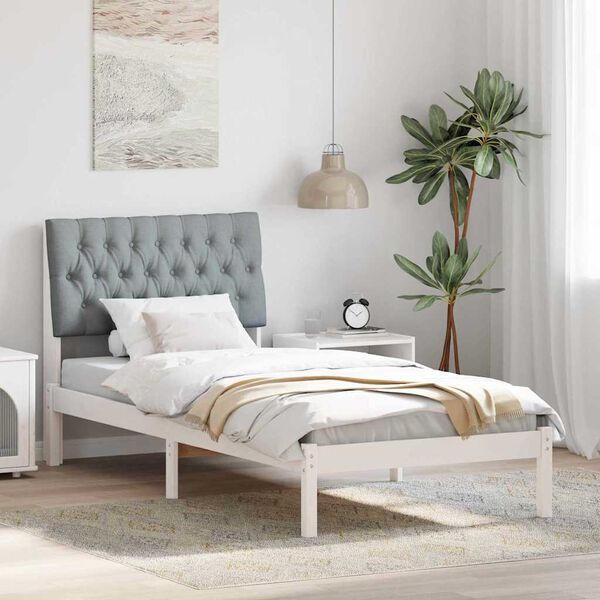 vidaXL Cadre de lit avec t&ecirc;te de lit rembourr&eacute;e Blanc 90 x 190 cm