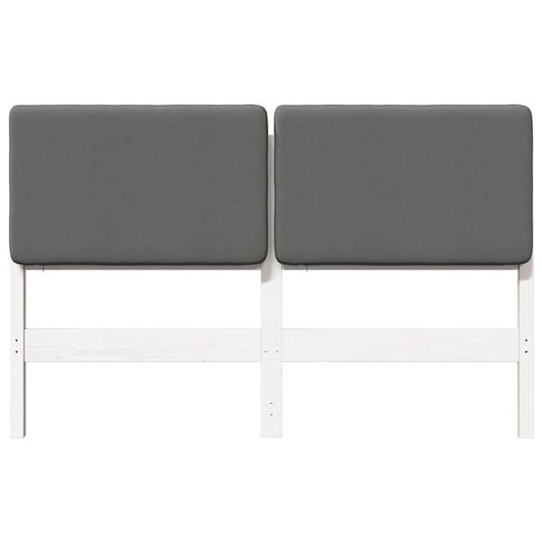 vidaXL T&ecirc;te de lit capitonn&eacute;e Blanc et gris clair 150 cm Pin massif