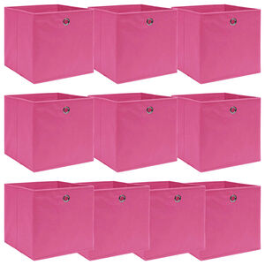 vidaXL Bo&icirc;tes de rangement 10 pcs Rose 32x32x32 cm Tissu