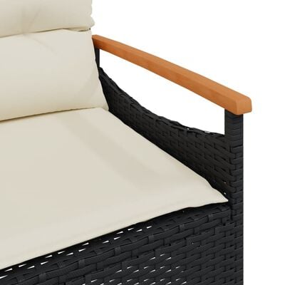 vidaXL Salon de jardin 4 pcs avec coussins noir résine tressée