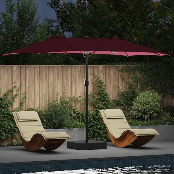 vidaXL Parasol de jardin Rouge bordeaux 385 x 209 x 244 cm tissu