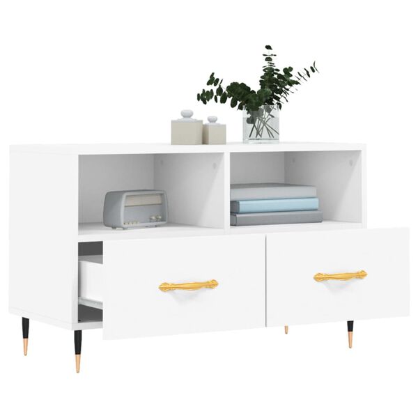 vidaXL Meuble TV Blanc 80x36x50 cm Bois d'ing&eacute;nierie