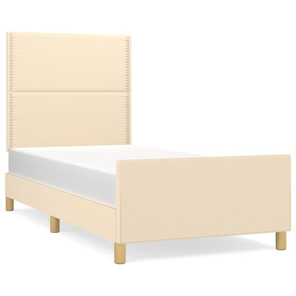 vidaXL Cadre de lit sans matelas cr&egrave;me 90x200 cm tissu