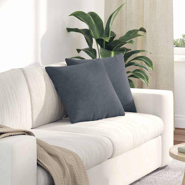vidaXL Coussins de canap&eacute; 2 pcs Gris fonc&eacute; 45 x 45 cm