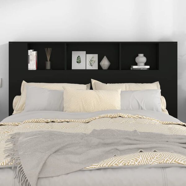 vidaXL Armoire de t&ecirc;te de lit Noir 160x18,5x104,5 cm