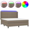 vidaXL Sommier &agrave; lattes de lit matelas et LED Taupe 160x200 cm Tissu