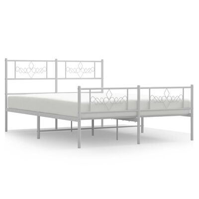 vidaXL Cadre de lit métal sans matelas et pied de lit blanc 120x200 cm