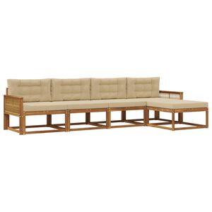 vidaXL Ensemble de canap&eacute;s d'ext&eacute;rieur 5 pcs Naturel et Beige