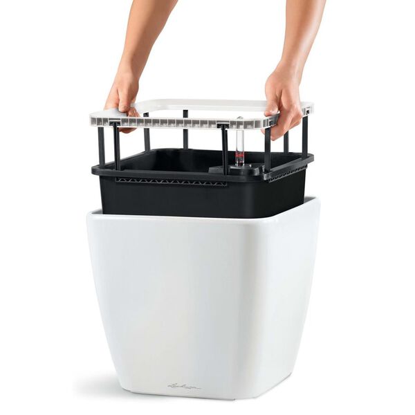 LECHUZA Jardini&egrave;re QUADRO LS 35 ALL-IN-ON blanc brillant 16160