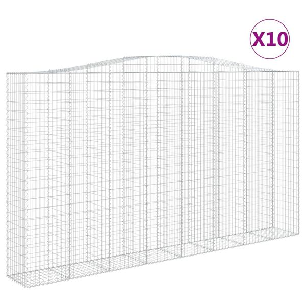 vidaXL Paniers &agrave; gabions arqu&eacute;s 10 pcs 400x50x220/240 cm Fer galvanis&eacute;