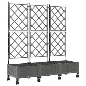 vidaXL Bac de jardin avec treillis et roues 3 pc Gris clair PP